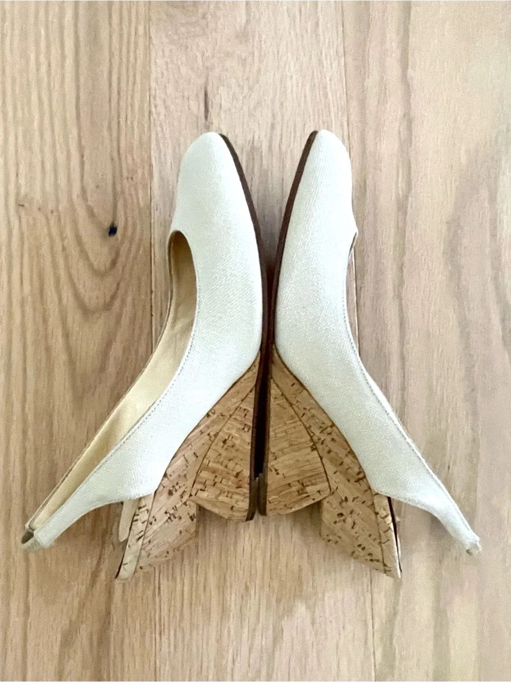 Christian Louboutin Bebe-Fusee Sculptural Canvas Cork Wedge Slingbacks 37